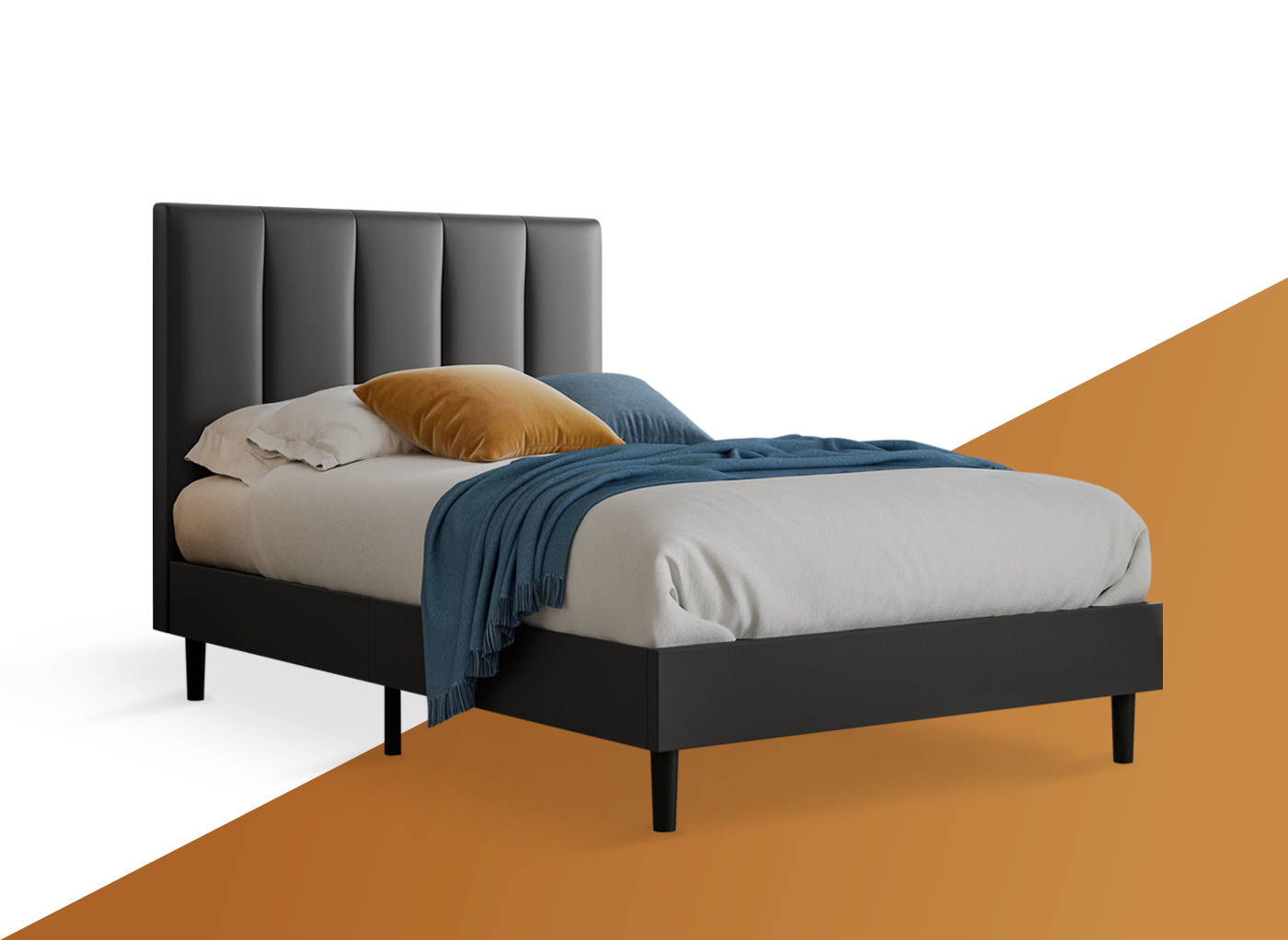 Lynton faux leather low rise bed frame